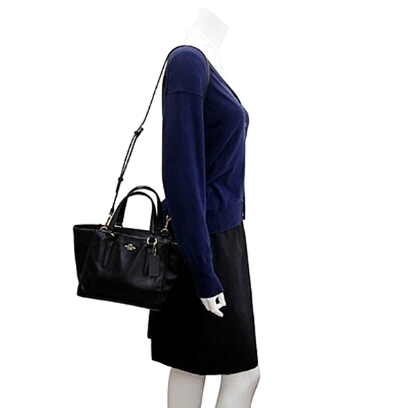 Coach 2 WAY Handbag Black Leather Shoulder Mini Bag - Picture 2 of 16